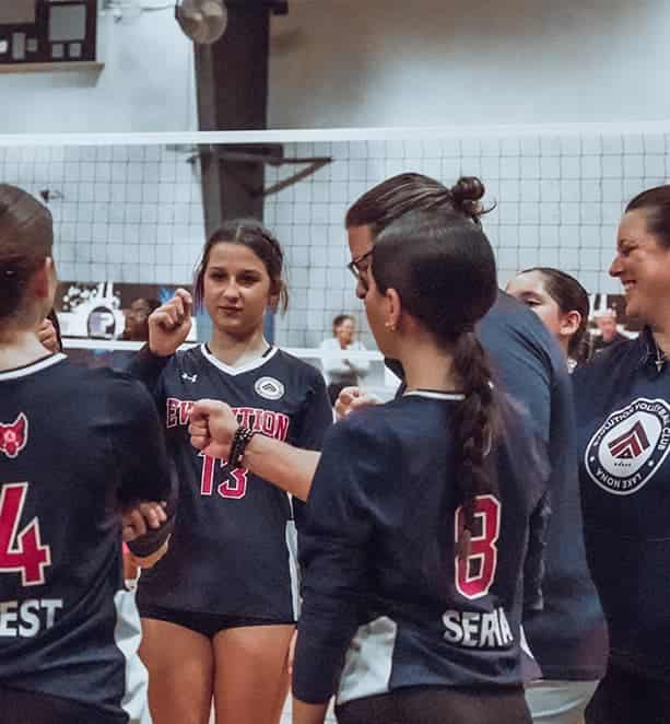 Evolution Volleyball athletes during tournament play.